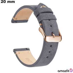 Bracciale orologio Grigio Pelle vera 20mm Amazfit di qualità