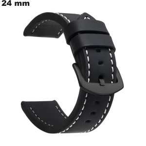 Pulsera de simili cuero de 24 mm para reloj Negra \ Mejor Precio