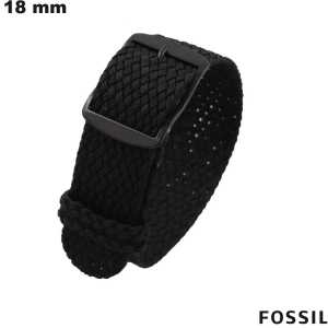 Armband 18 mm Zwart Nylon Horloge Fossil - Snelle Verzending