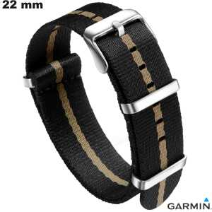 Black NATO Bracelet Garmin 22mm Nylon Watch / Free Shipping from €20