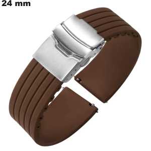 Armbandsiliconen 24 mm horloge Bruin / Gratis Verzendkosten vanaf 20€