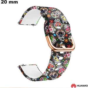 Koop Huawei Horloge Band Zwarte Skulls 20mm