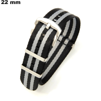 Armband für Uhr Schwarz 22 mm Stoff \ Premium-Qualität