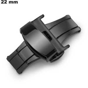 Cheap 22 mm Black Stainless Steel Butterfly Watch Strap