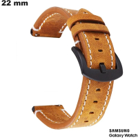 Armband 22mm Geel Echt Leer Samsung: Premium Kwaliteit