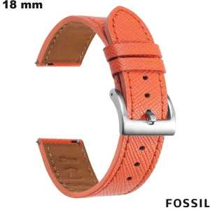 Sale 18mm Fossil Orange Genuine Leather Smartwatch Bracelet