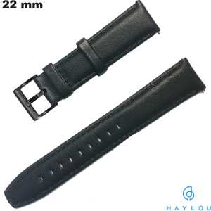 Echtes Lederarmband 22 mm Haylou Schwarz für Smartwatch kaufen