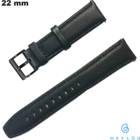 Koop 22mm Echt lederen Haylou Zwarte smartwatcharmband