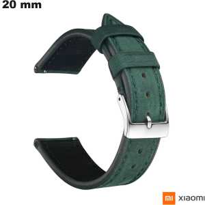 Bracelet Vert pour montre Xiaomi Cuir véritable 20mm de qualité