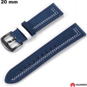 Bracelet Cuir véritable Huawei 20mm Bleu