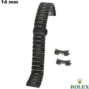 Armband Präsident Rolex 14 mm Uhr Schwarz # Kostenloser Versand