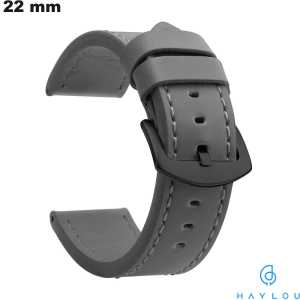 Pulseira de Faux Couro 22 mm Cinza relógio Haylou ● Montagem Fácil