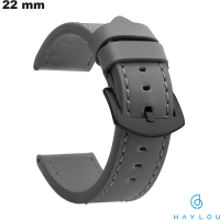 Bracelet Faux cuir 22 mm Gris montre Haylou ● Montage Facile