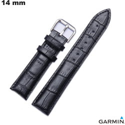 Bracelet Garmin 14mm élégant Noir Cuir véritable