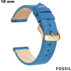 Bracelet smartwatch Bleu Fossil Cuir véritable 18mm de qualité