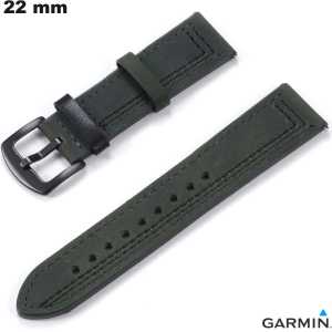 Pulsera Garmin 22mm Verde para reloj de Cuero auténtico de calidad