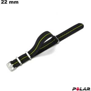 Bracelet Polar 22 mm Noir de montre Tissu