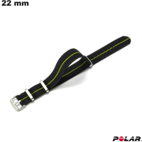 Bracelet Polar 22 mm Noir de montre Tissu