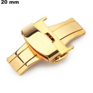 Edelstahl-Goldfarbener Schmetterlingsverschluss 20 mm für hochwertige Uhren