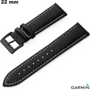 Armband Garmin 22mm Zwart smartwatch Echt leer van hoge kwaliteit