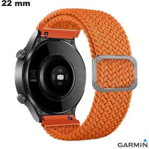 Pulsera extensible de nylon naranja de 22 mm para reloj Garmin económica