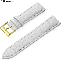 Echte leren horlogeband 19 mm Wit ● Verzending binnen 24 uur
