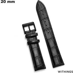 Bracelete 20mm relógio Preto Withings Couro verdadeiro de qualidade