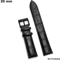 Armband 20mm horloge Zwart Withings Echte kwaliteitsleer
