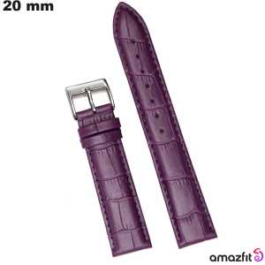 Bracelet 20mm Amazfit Cuir véritable Violet montre pas cher