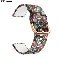Cheap 22 mm Black Rubber Skull Watch Bracelet