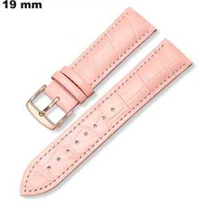 Bracelet de montre Rose effet croco 19mm Cuir véritable de qualité
