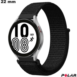 Bracelet Noir Nylon 22mm Polar de montre intelligente