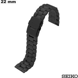 Bracelet Seiko Noir 22 mm Acier Inox pour montre