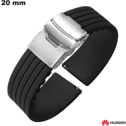 Bracelet Caoutchouc 20mm Noir Huawei montre connectée