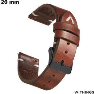 Bracciale in cuoio autentico Withings 20mm per orologio marrone economico