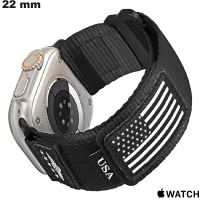 verstelbare stof horloge armband 22 mm Apple Watch zwart van hoge kwaliteit