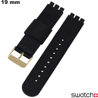 Armband Swatch 19mm horloge Zwart Tissu # Verzending binnen 24u