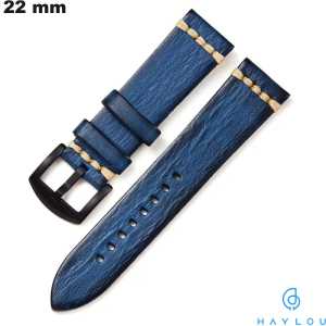 22mm Haylou Style Vintage Vegan Leather Blue Bracelet Cheap