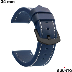 Bracelet 24 mm raffiné Bleu de montre Suunto Simili cuir