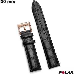 Polsband 20 mm Polar Echt Leer Zwart - Gratis Verzending