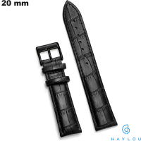 Verkauf echtes Lederarmband 20mm schwarz für Haylou Uhr