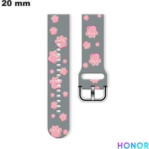 Venda de Pulseira de 20 mm Honor para Relógio de Borracha Kawaii Cinza