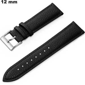 Bracelet Noir de montre 12 mm Cuir véritable # Livraison Rapide