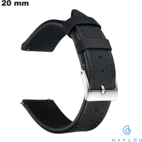 Pulseira Haylou Couro verdadeiro relógio Preto 20 mm de qualidade