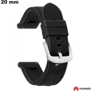 20 mm Bracelet Black Rubber Watch Band for Huawei Cheap
