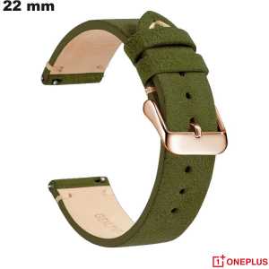 Verkoop Echt Leren Armband Horloge 22mm Groen OnePlus