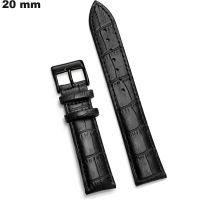 Pulsera de 20 mm Negro Cuero auténtico para reloj # Calidad Premium