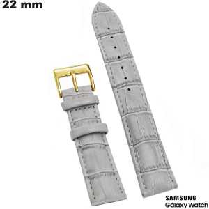 Bracelet 22 mm smartwatch Cuir véritable Samsung Gris de qualité