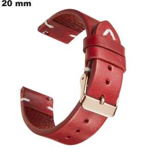 Bracelet Rouge pour montre Cuir véritable 20mm \ Livraison Gratuite