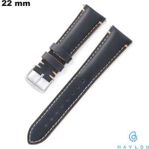 Armband aus echtem Leder für Smartwatch Haylou 22 mm Blau von hoher Qualität